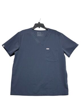 FIGS Technical Collection Solid V-Neck Scrub Top Blue Grey Men’s Size Large
